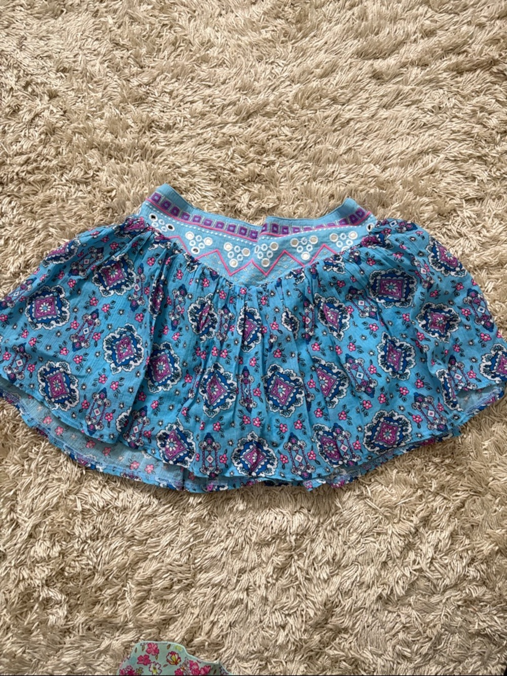 Justice Blue Floral Tiered Skirt with Purple Accents